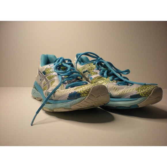 Asics Gel Kayano 23 Womens Running Shoes Size 8 T6A5N White Blue Floral - Picture 2 of 8